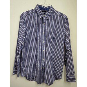 Chaps Button-Down Shirt, Size L, purple/white/light blue